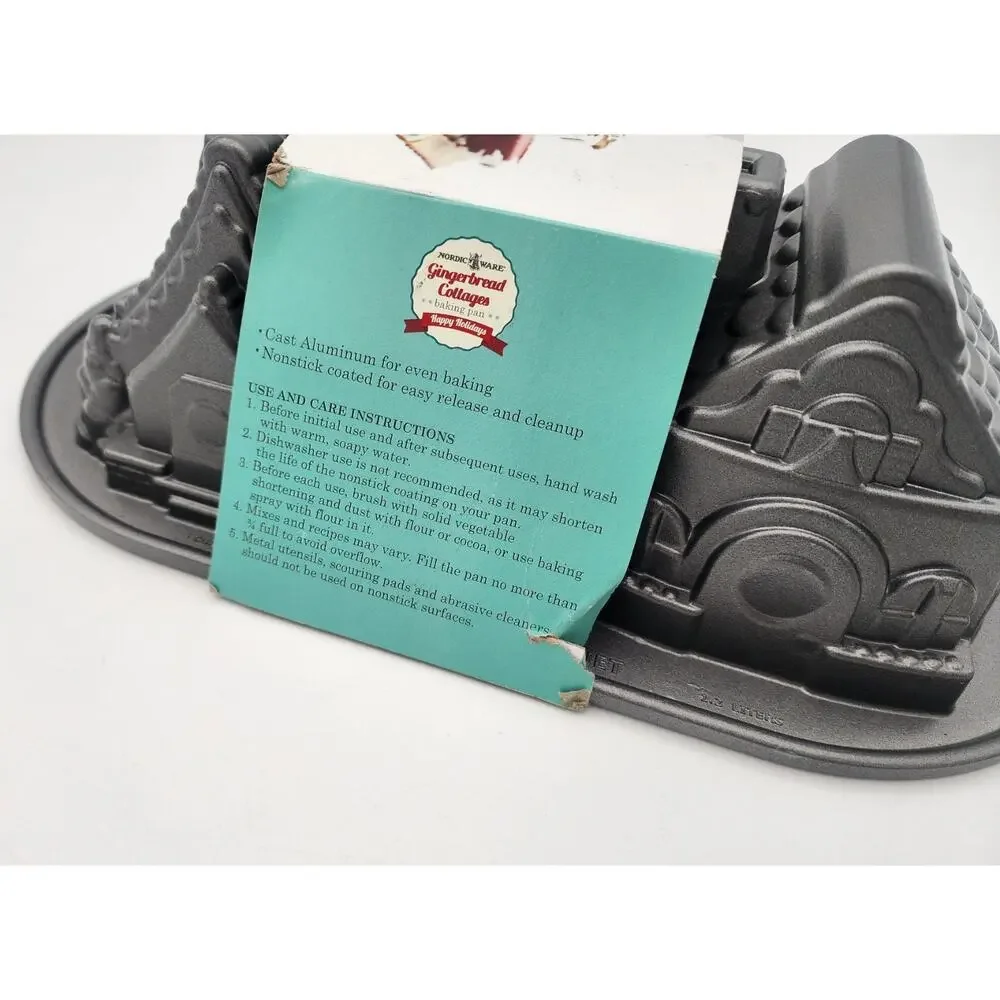 Nordic Ware Mini Gingerbread House Cottage Duet Baking Pan Mold 5 Cup - New